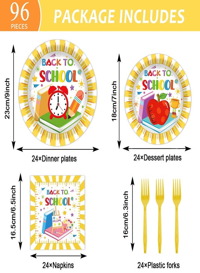 OBUSATT 96Pcs Back to School Party Plates and Napkins Welcome Back to School Party Decorations Cartoon Apples Tableware Set for Kindergarten Preschool Parties Supplies Serves 24 - Image 2